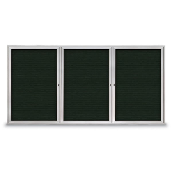 United Visual Products 18"x24" 1-Door Enclosed Outdoor Letterboard, Green Felt/Satin Alum UV1166D-SATIN-GREEN - main
